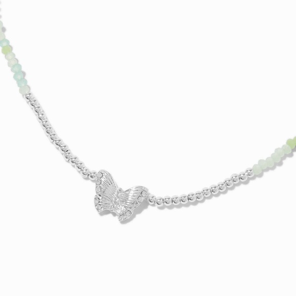 Claire's Silver-tone Butterfly Seed Bead Pendant Necklace - Picture 7 of 8